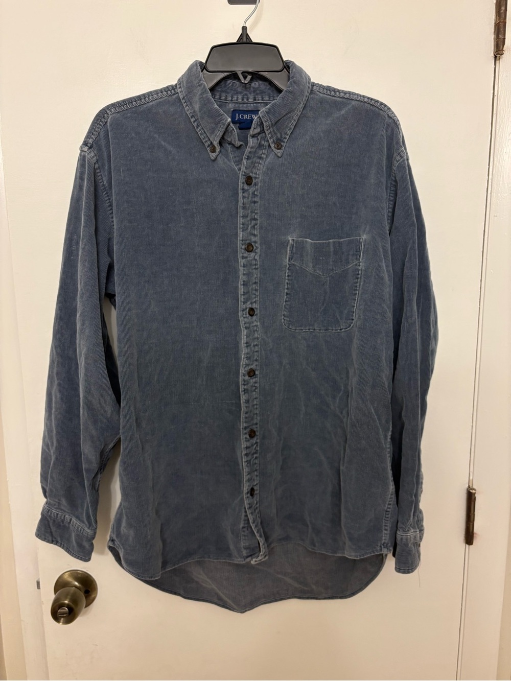 Vintage J.Crew Corduroy Button Down Shirt Faded Indigo 100% Cotton Men’s M